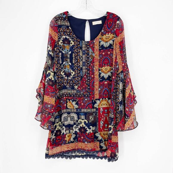 Altar'd State Boho Long Sleeve Mini Dress Size Small - Picture 1 of 8